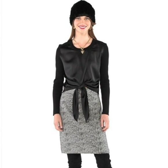 Cabi Crosstie Pullover Ribbed Knit Top Long Sleeves Black 4288 Women Medium NEW - Picture 2 of 12